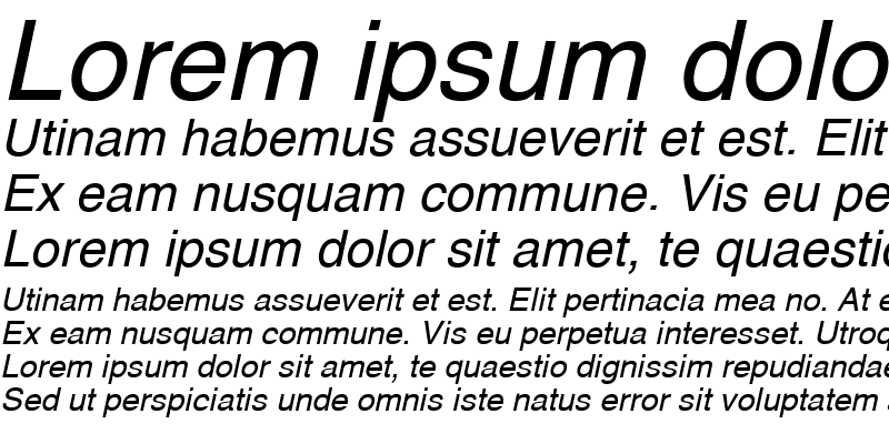 Sample of A1010Helvetika TYGRA Italic