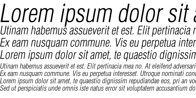 Sample of AGLettericaLightCondensedC Italic