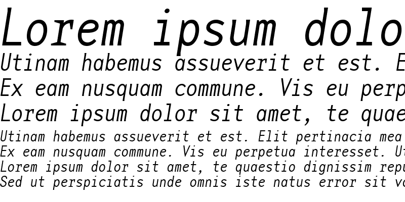 Sample of BaseMonoNarrowThinItalic Italic