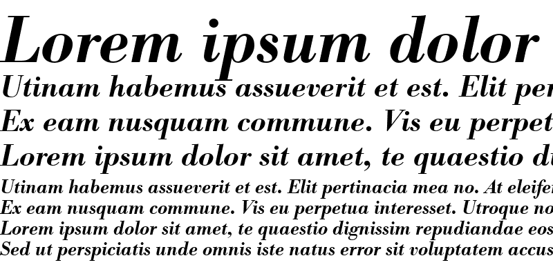 Sample of Bodoni Antiqua URW Bold Italic