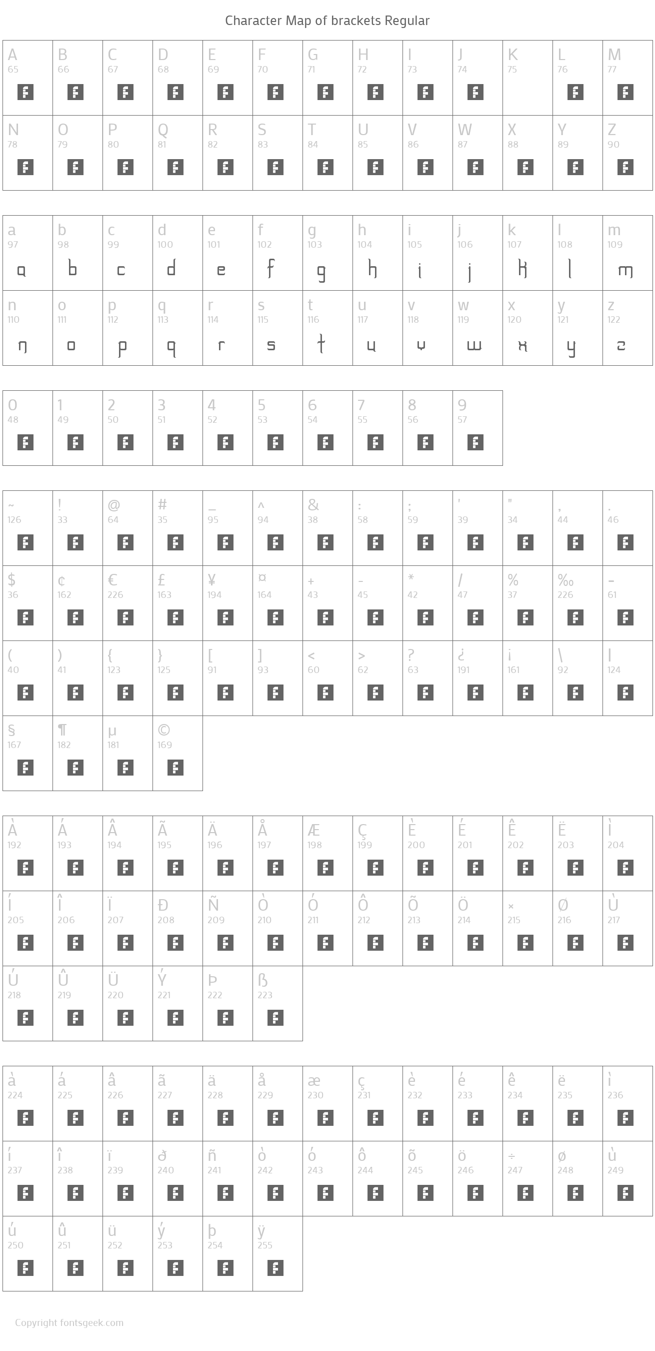 brackets Regular Download For Free, View Sample Text, Rating And More