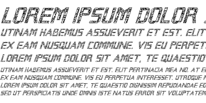 Sample of Broken Cyborg Outline Italic Italic