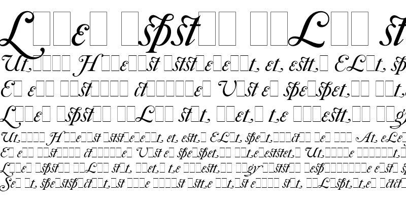 Sample of Caslon Italic Swashes LET