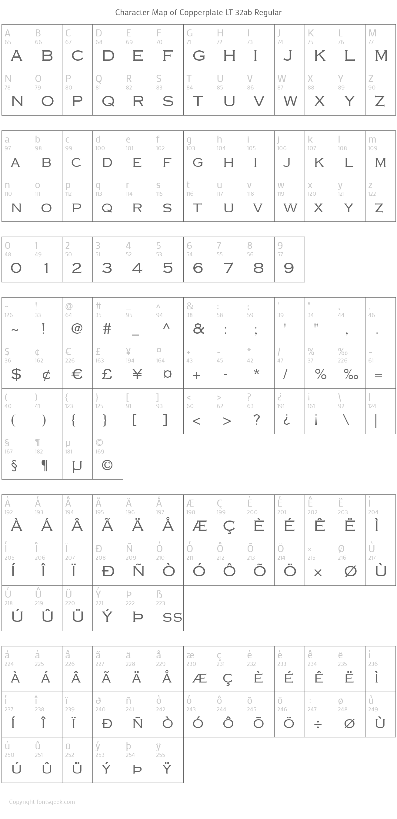 copperplate regular font