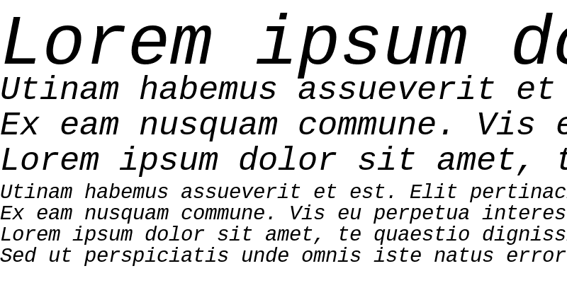 Sample of Cousine Italic