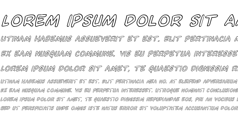 Sample of Domino Mask Outline Italic Outline Italic