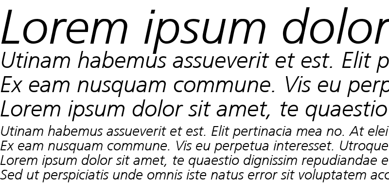 Sample of Frutiger CE 45 Light Italic