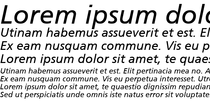 Sample of Frutiger CE 55 Roman Italic