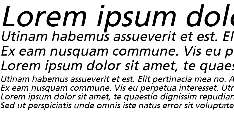 Sample of Frutiger Italic