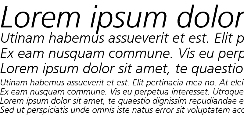 Sample of Frutiger LT 45 Light Italic