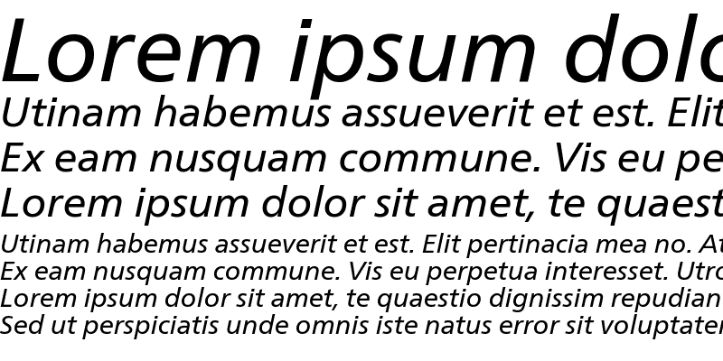 Sample of Frutiger Neue LT W1G Italic