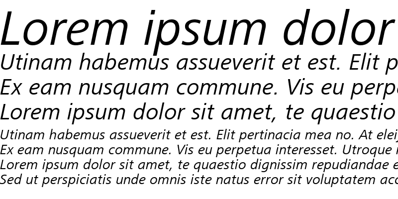 Sample of FrutigerNext LT Regular Italic