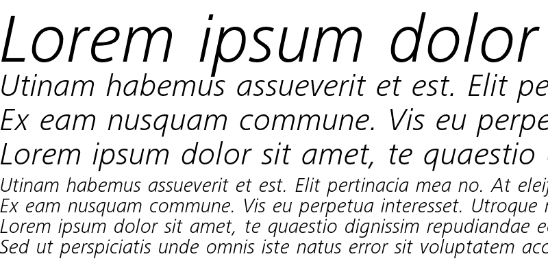 Sample of FrutigerNextLT Light Italic