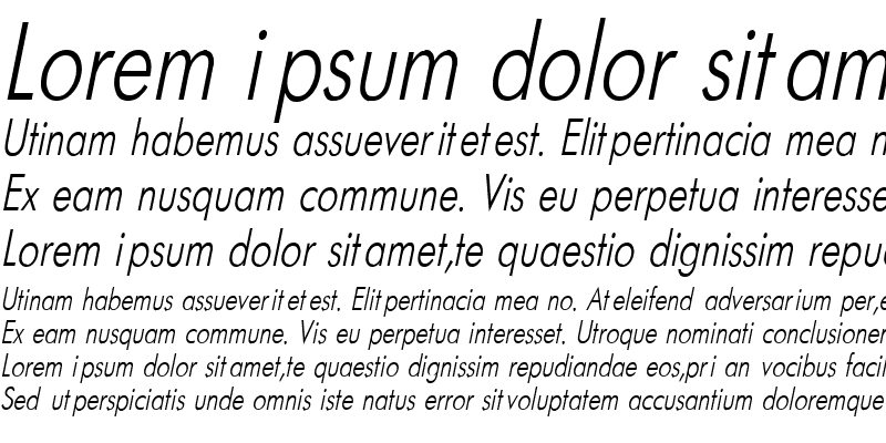 Sample of Futura Narrow Italic