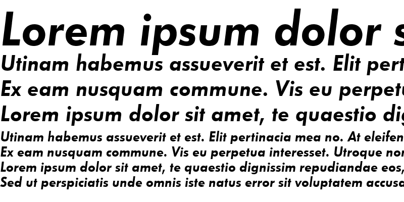 Sample of Futura URW Bold Italic