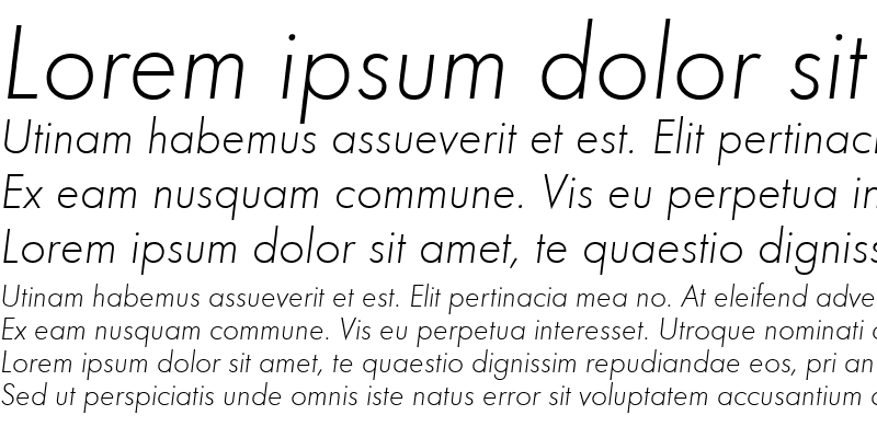 Sample of FuturaTLig Italic