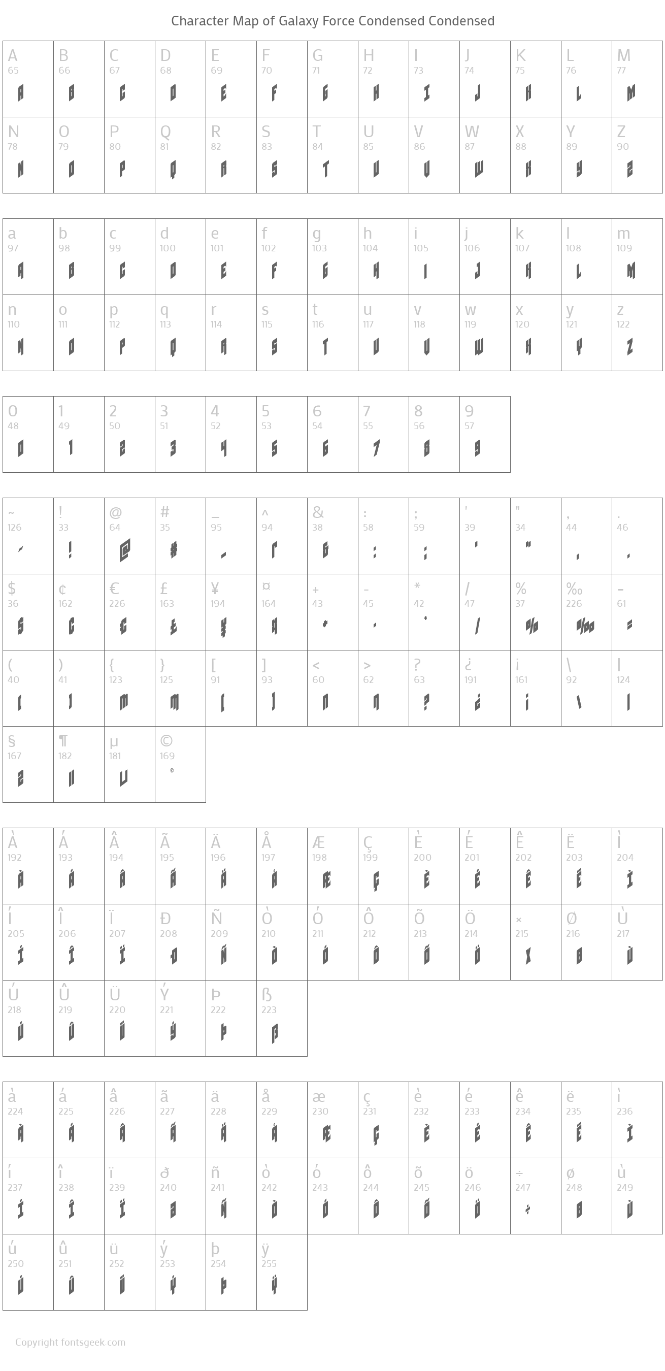 Galaxy Force Condensed Font Download For Free, View Sample Text