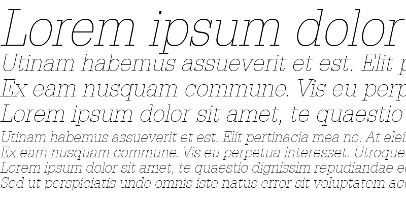 Sample of Glypha LT Thin Italic