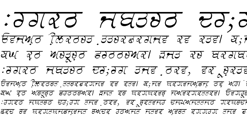 Sample of GurmukhiLys 030 Italic