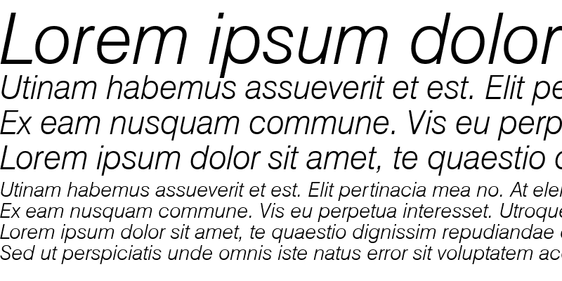 Sample of HalvettLight Italic