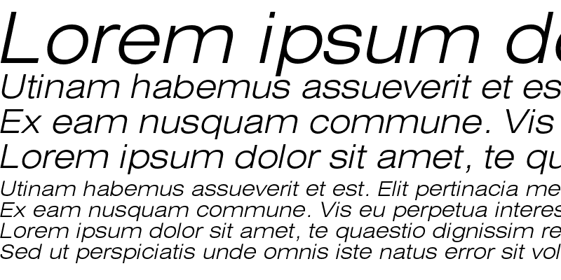 Sample of HeliosExtLight Italic