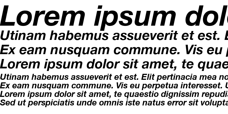 Sample of Helvetica 55 Roman Bold Italic