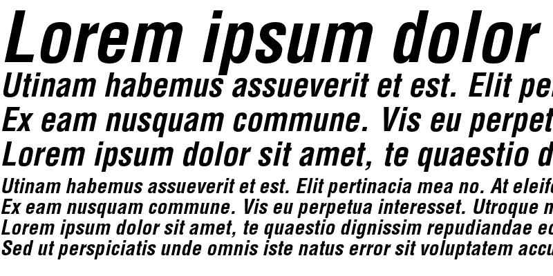 Sample of Helvetica Bold Condensed Oblique
