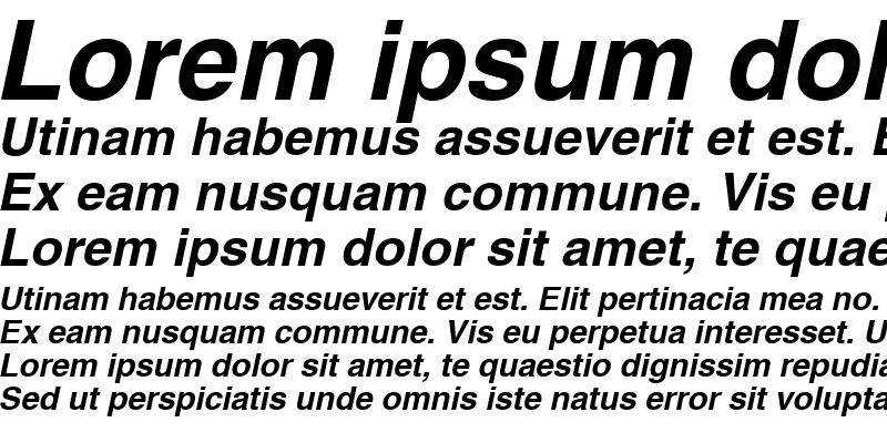 Sample of Helvetica Bold Italic
