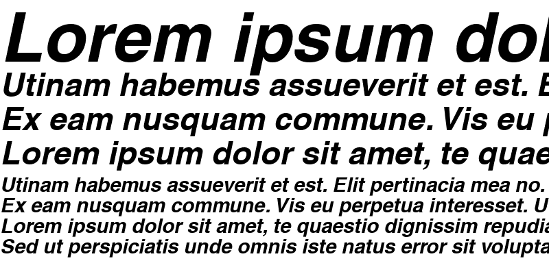 Sample of Helvetica BoldItalic