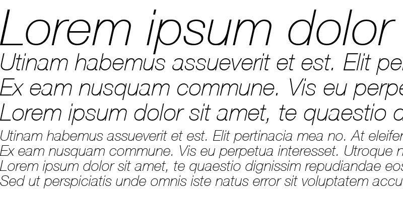 Sample of Helvetica CE 35 Thin Italic