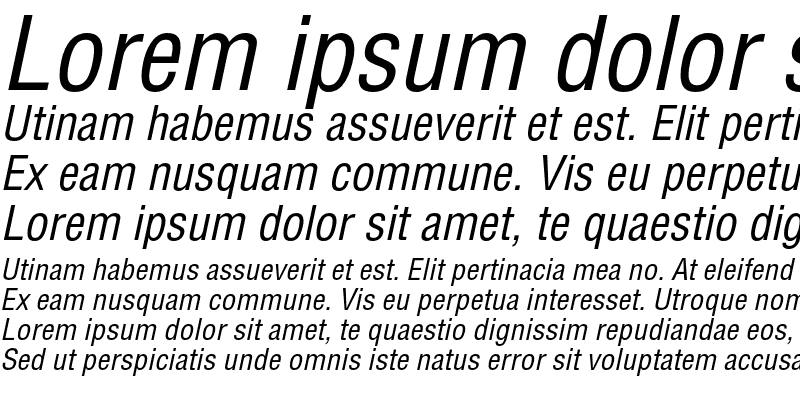 Sample of Helvetica CE Condensed Oblique