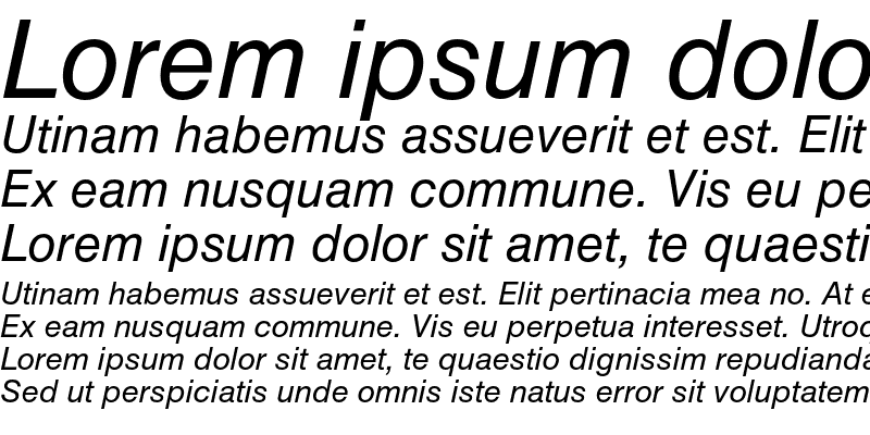 Sample of Helvetica Cyrillic Inclined