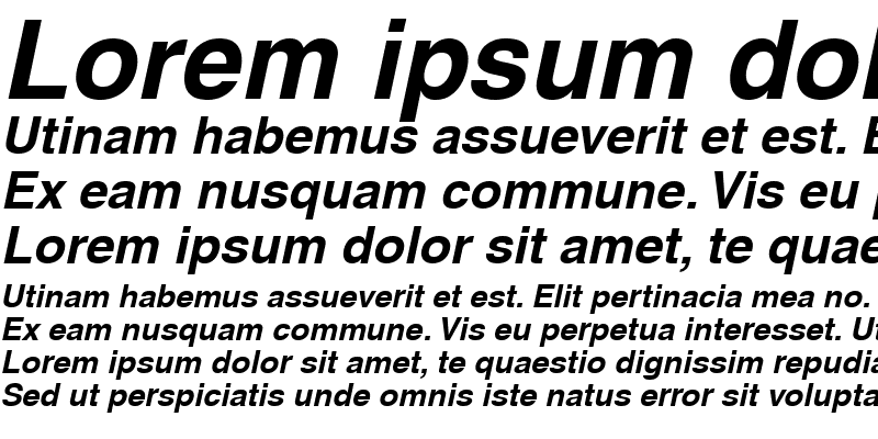 Sample of Helvetica LT Bold Italic