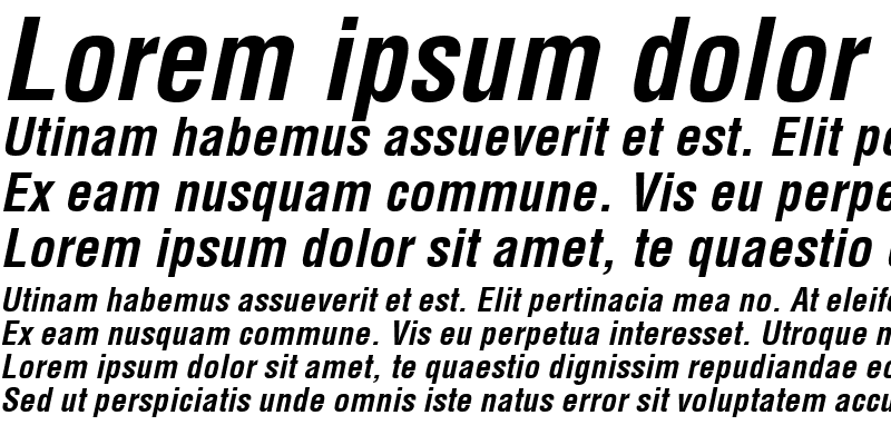 Sample of Helvetica LT Condensed Bold Italic