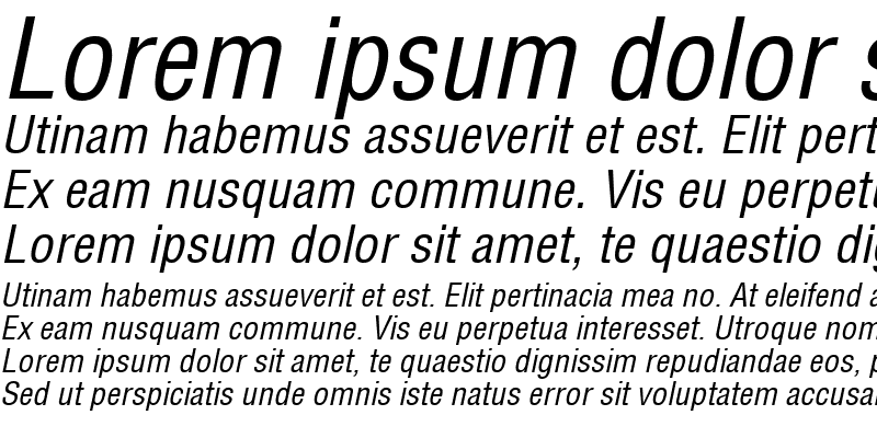 Sample of Helvetica LT Condensed Italic