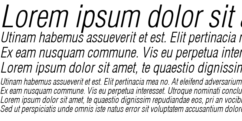 Sample of Helvetica LT CondensedLight Italic