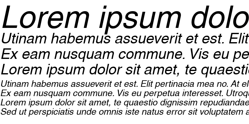 Sample of Helvetica LT Italic