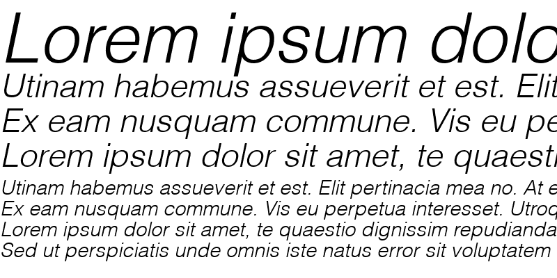 Sample of Helvetica LT Light Italic