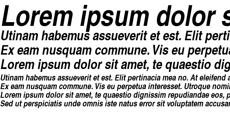 Sample of Helvetica LT Narrow Bold Italic