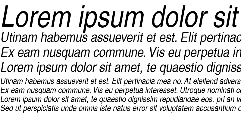 Sample of Helvetica LT Narrow Italic