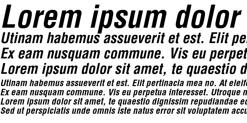 Sample of Helvetica LT Std Bold Condensed Oblique