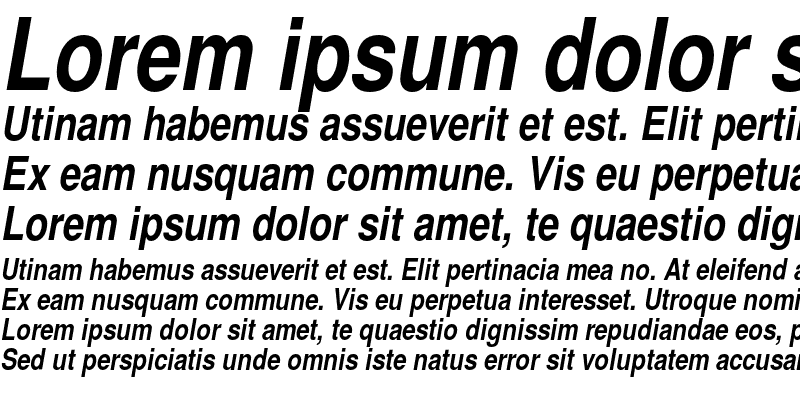 Sample of Helvetica Narrow Bold Italic