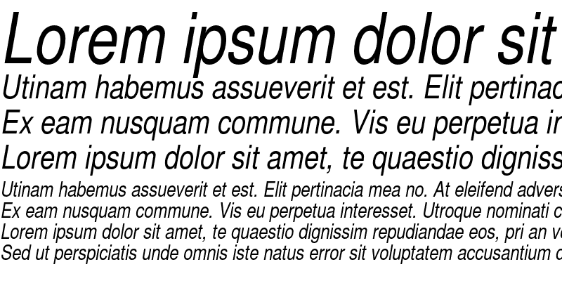 Sample of Helvetica Narrow Italic