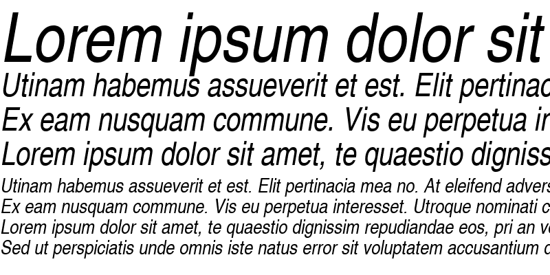Sample of Helvetica Narrow Oblique