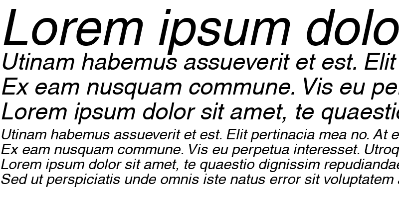 Sample of Helvetica-Narrow RomanItalic