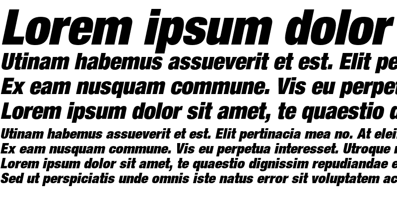 Sample of Helvetica Neue LT Pro 107 Extra Black Condensed Oblique