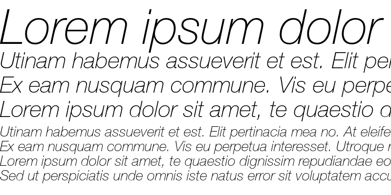 Sample of Helvetica Neue LT Pro 36 Thin Italic