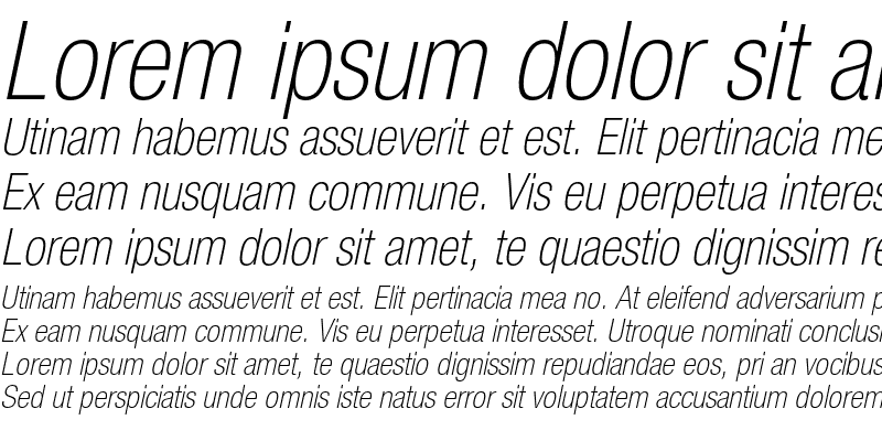 Sample of Helvetica Neue LT Pro 37 Thin Condensed Oblique