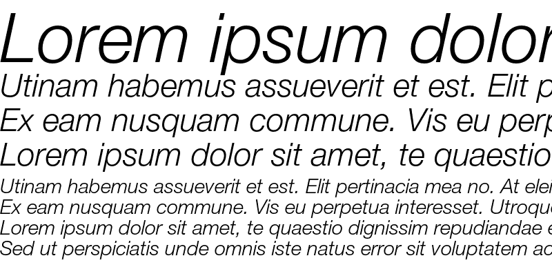 Sample of Helvetica Neue LT Pro 46 Light Italic