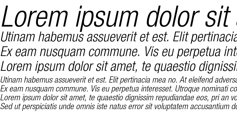 Sample of Helvetica Neue LT Pro 47 Light Condensed Oblique